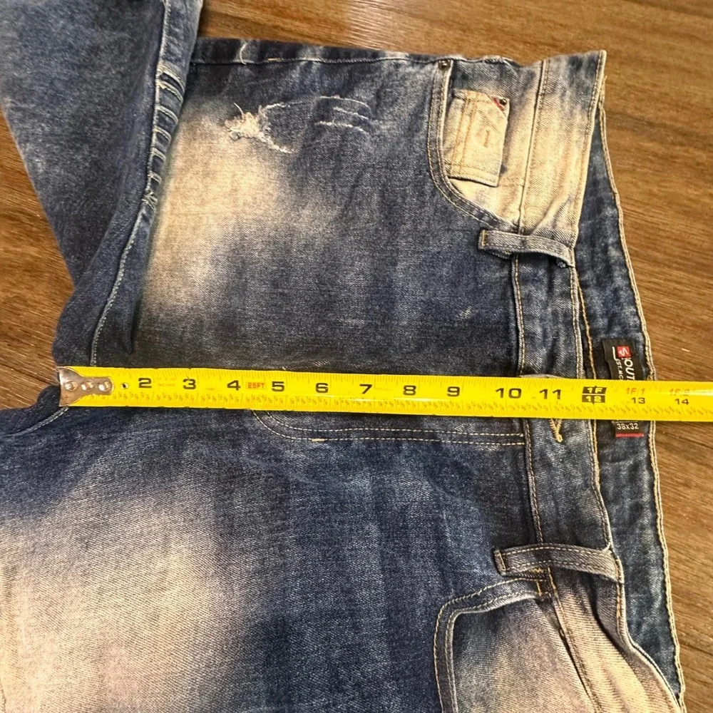 Southpole Denim Biker Streetwear Shorts Mens Size 38 Blue‎ Distressed Cut Off